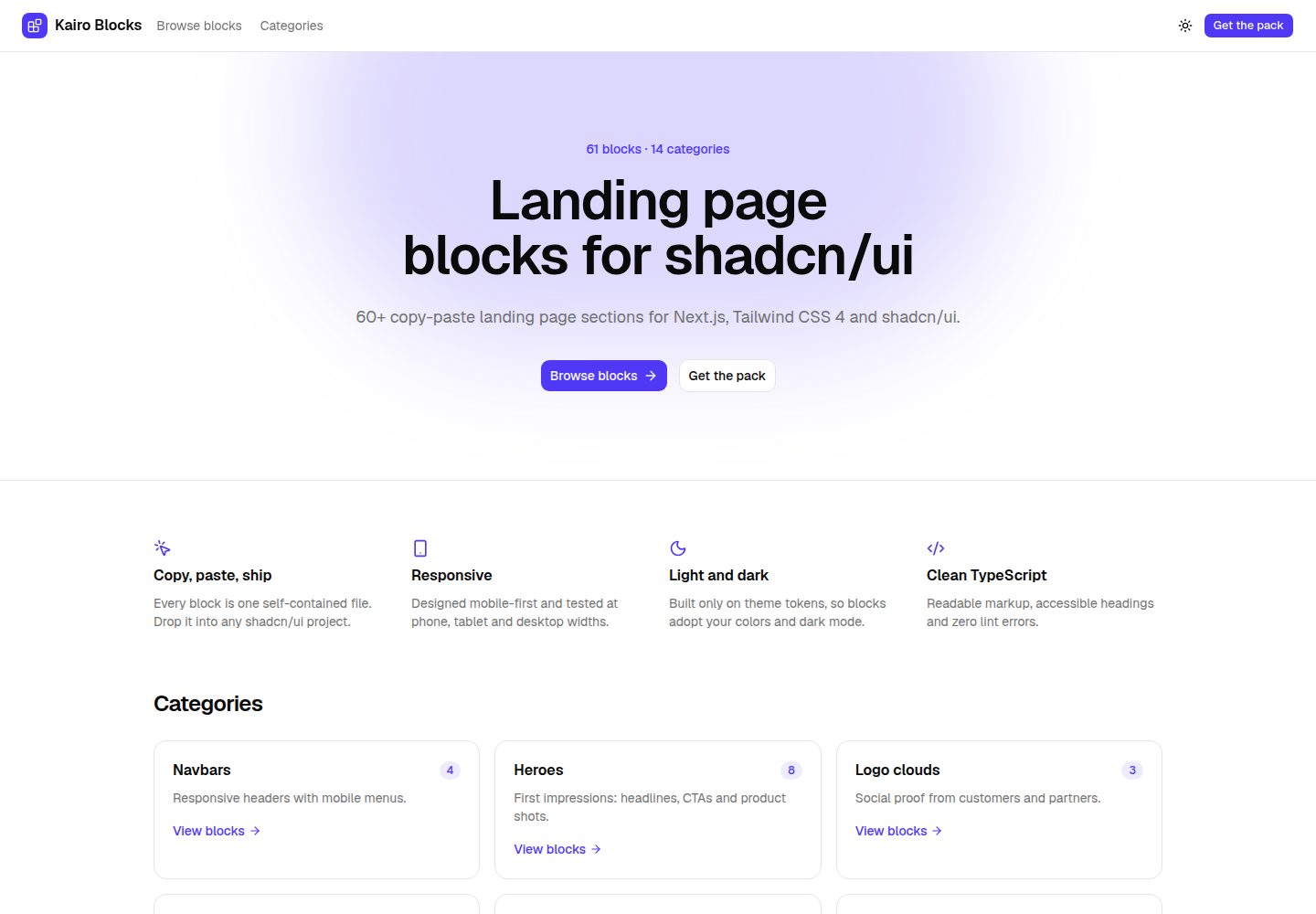 kairo-blocks-lite 网站模板截图