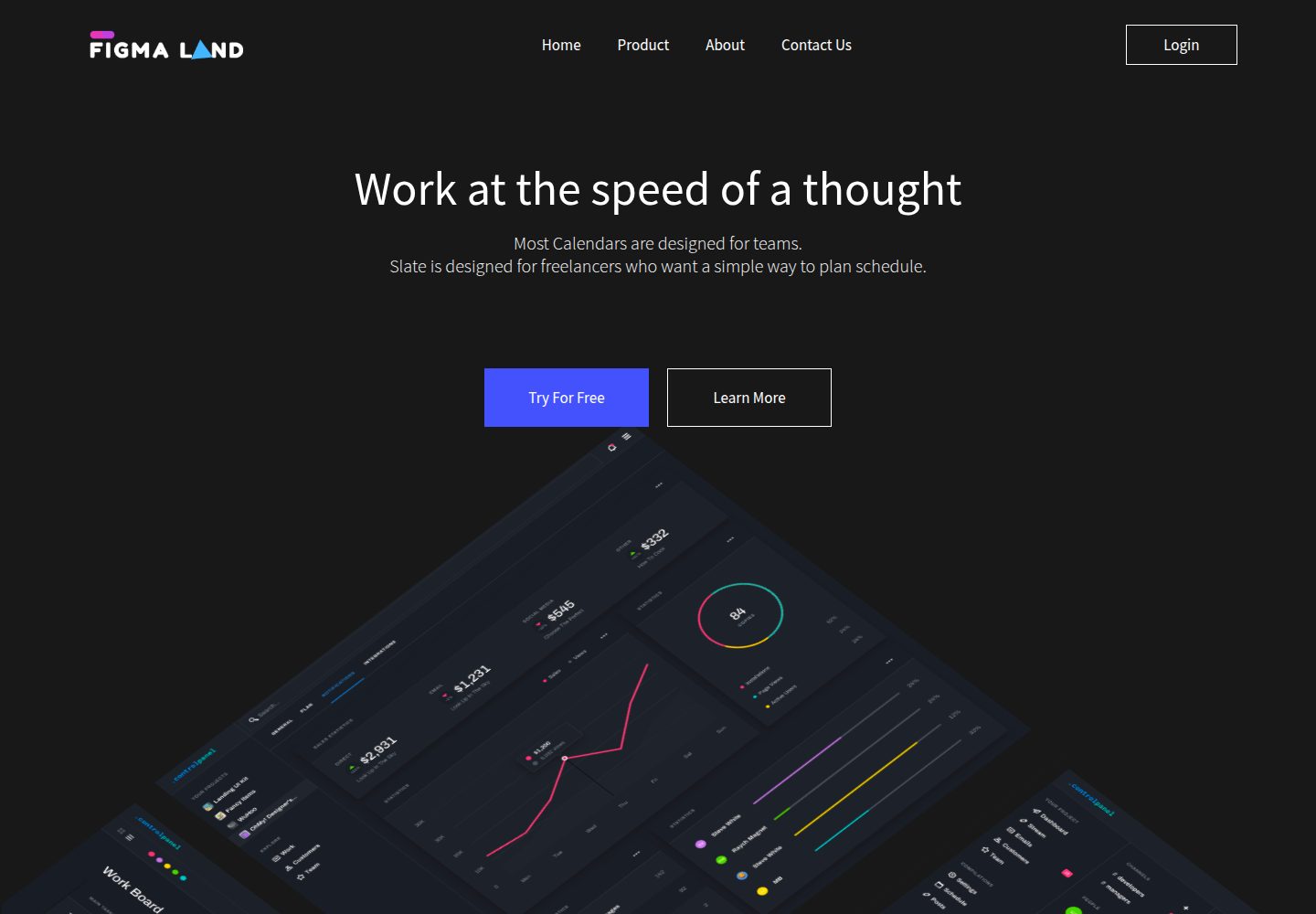 figma-land-landing-page-dark 网站模板截图