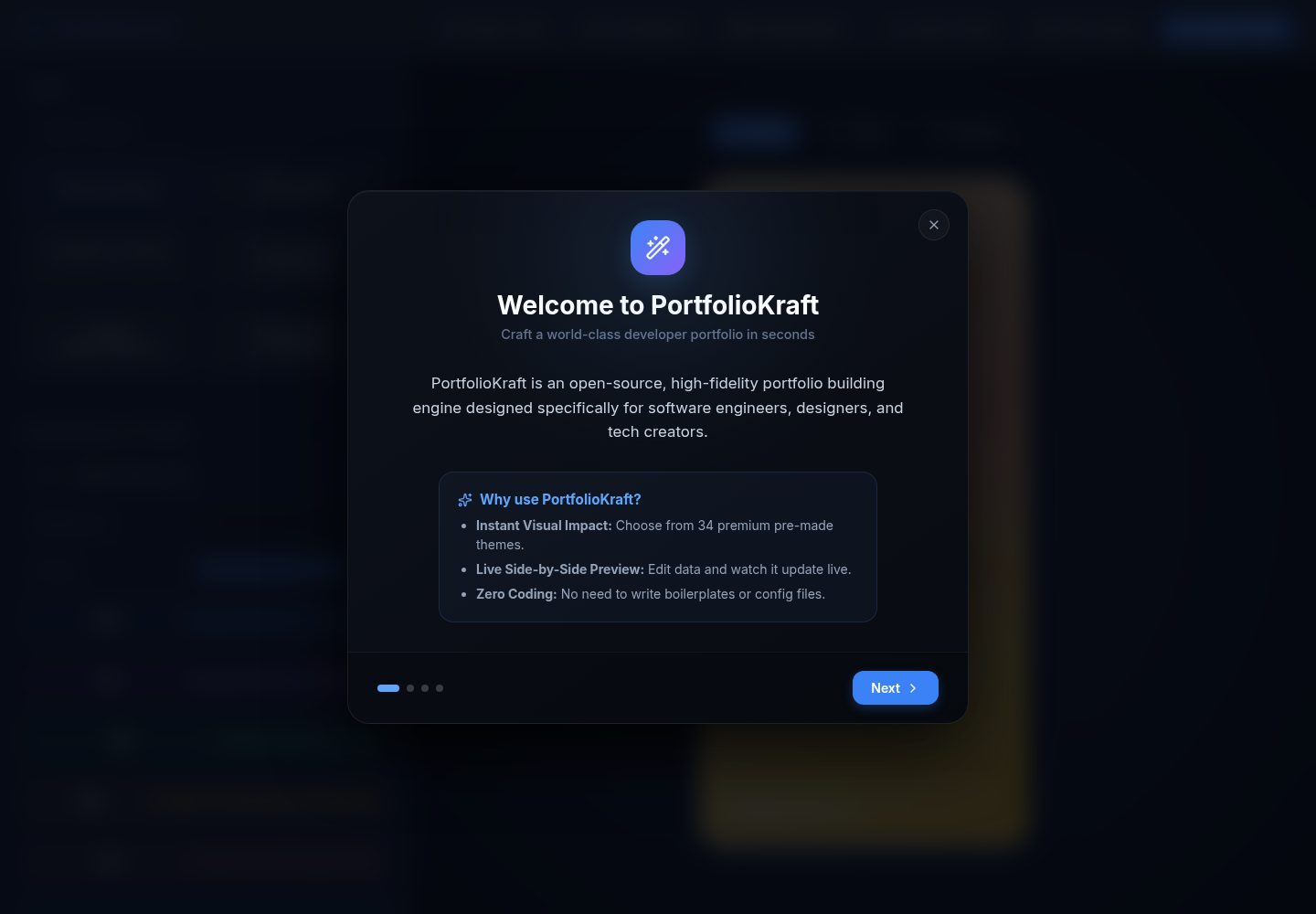 PortfolioKraft 网站模板截图