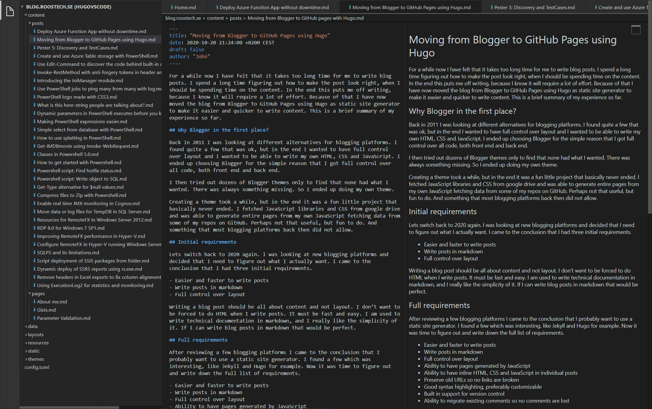 HugoVSCode · Author preview
