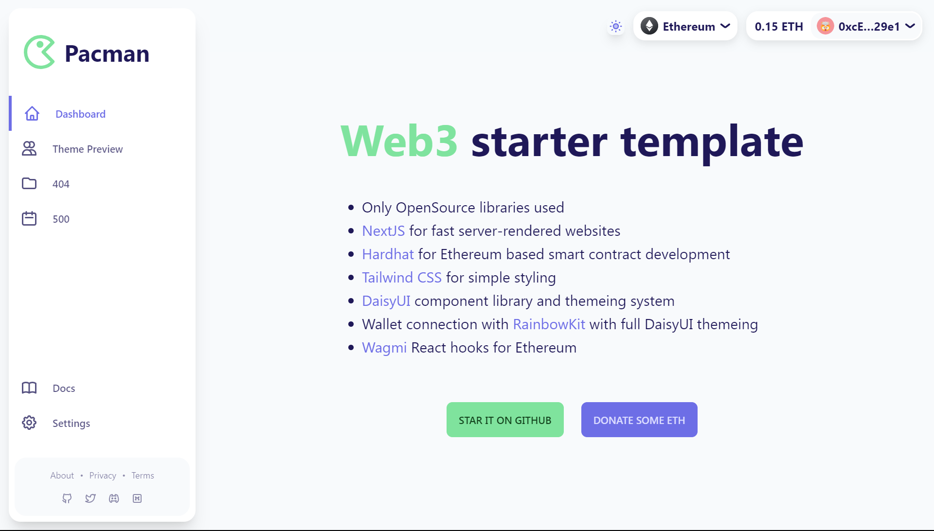 hardhat-nextjs-starter-dashboard 网站模板截图