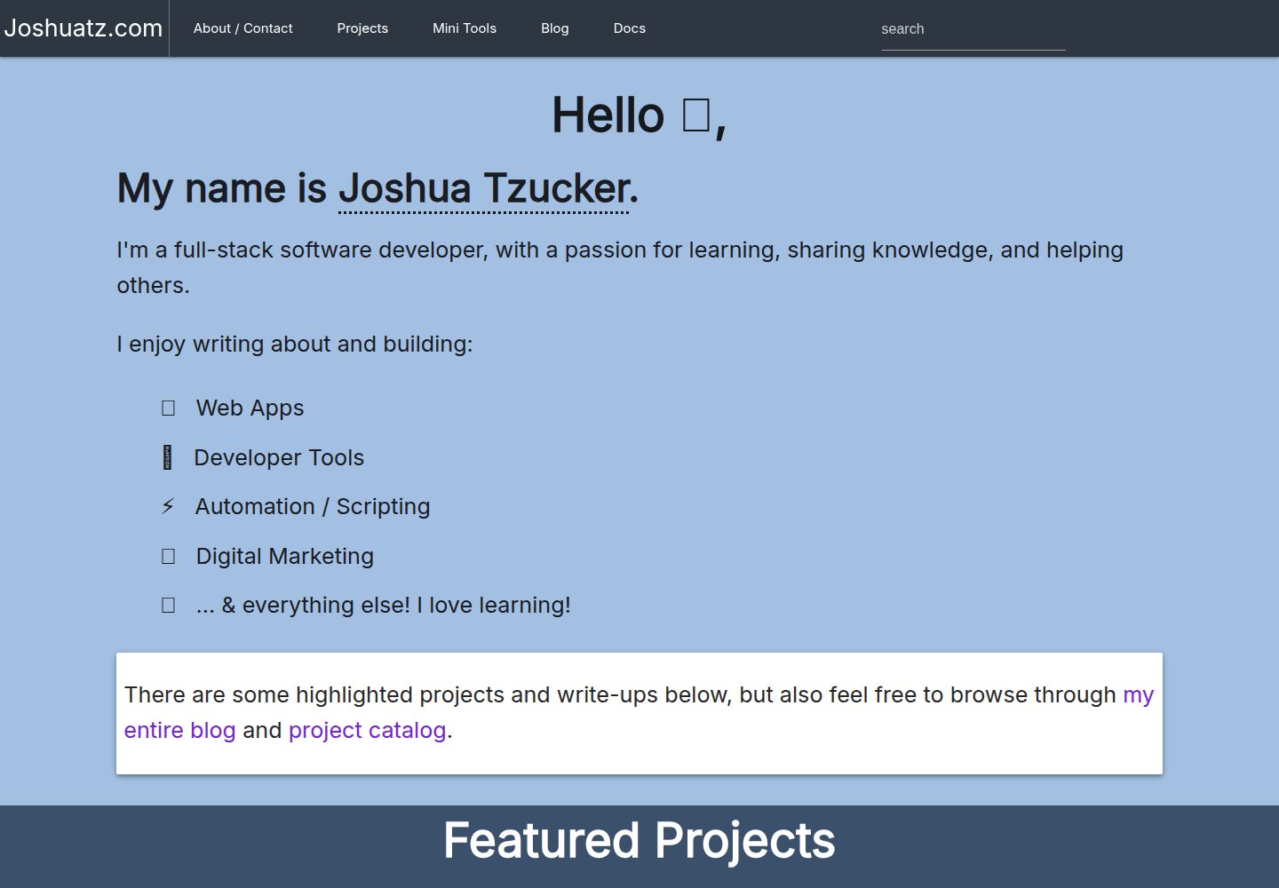 joshuatz-wp-theme 网站模板截图