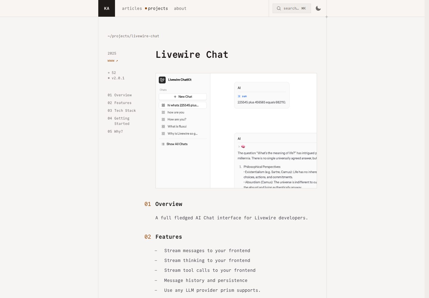 livewire-chat 网站模板截图