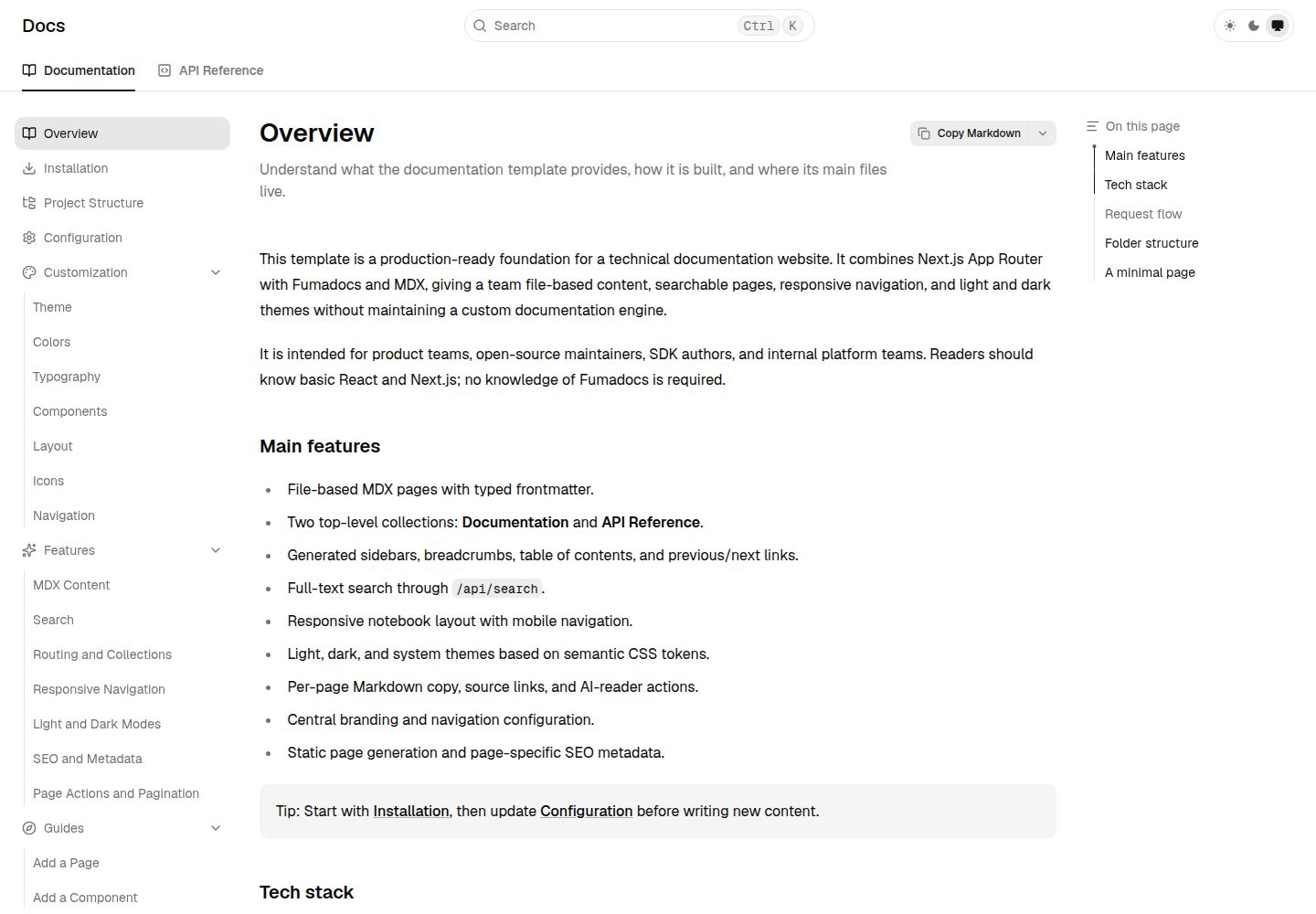 docs-template · 桌面端首页