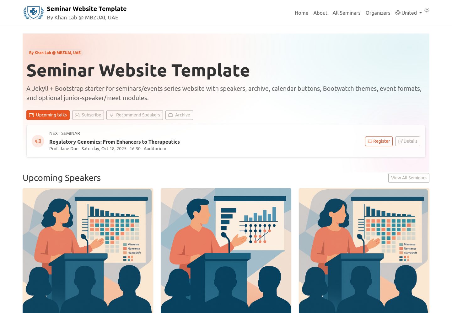 seminar-website-template · Desktop homepage