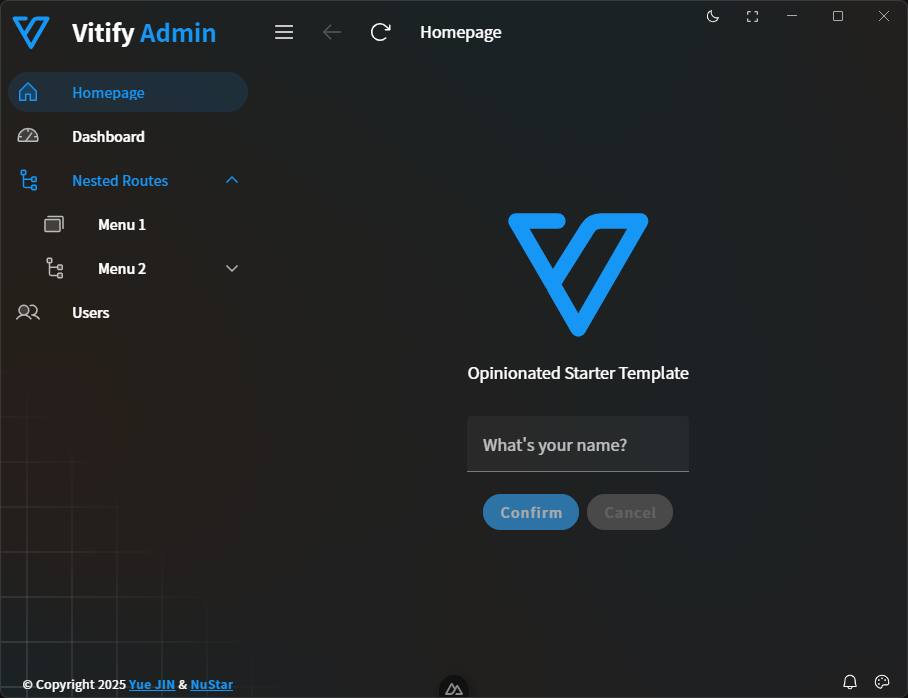 vitify-electron 网站模板截图