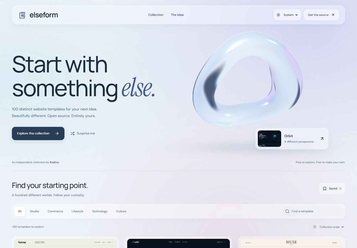elseform · Desktop homepage