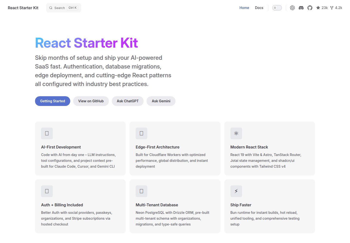 react-starter-kit 网站模板截图