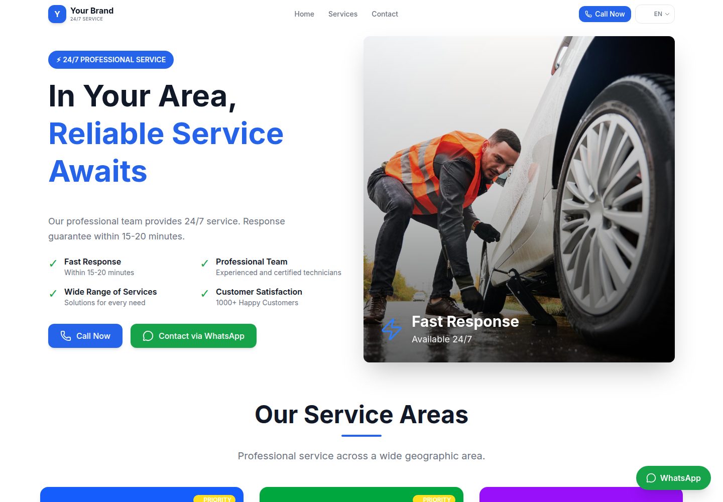 roadside-assistance-nextjs-template · Desktop homepage