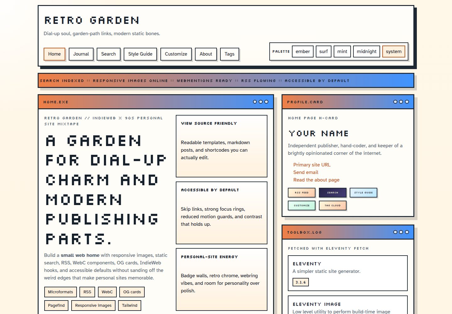 retro-garden-eleventy-theme 网站模板截图
