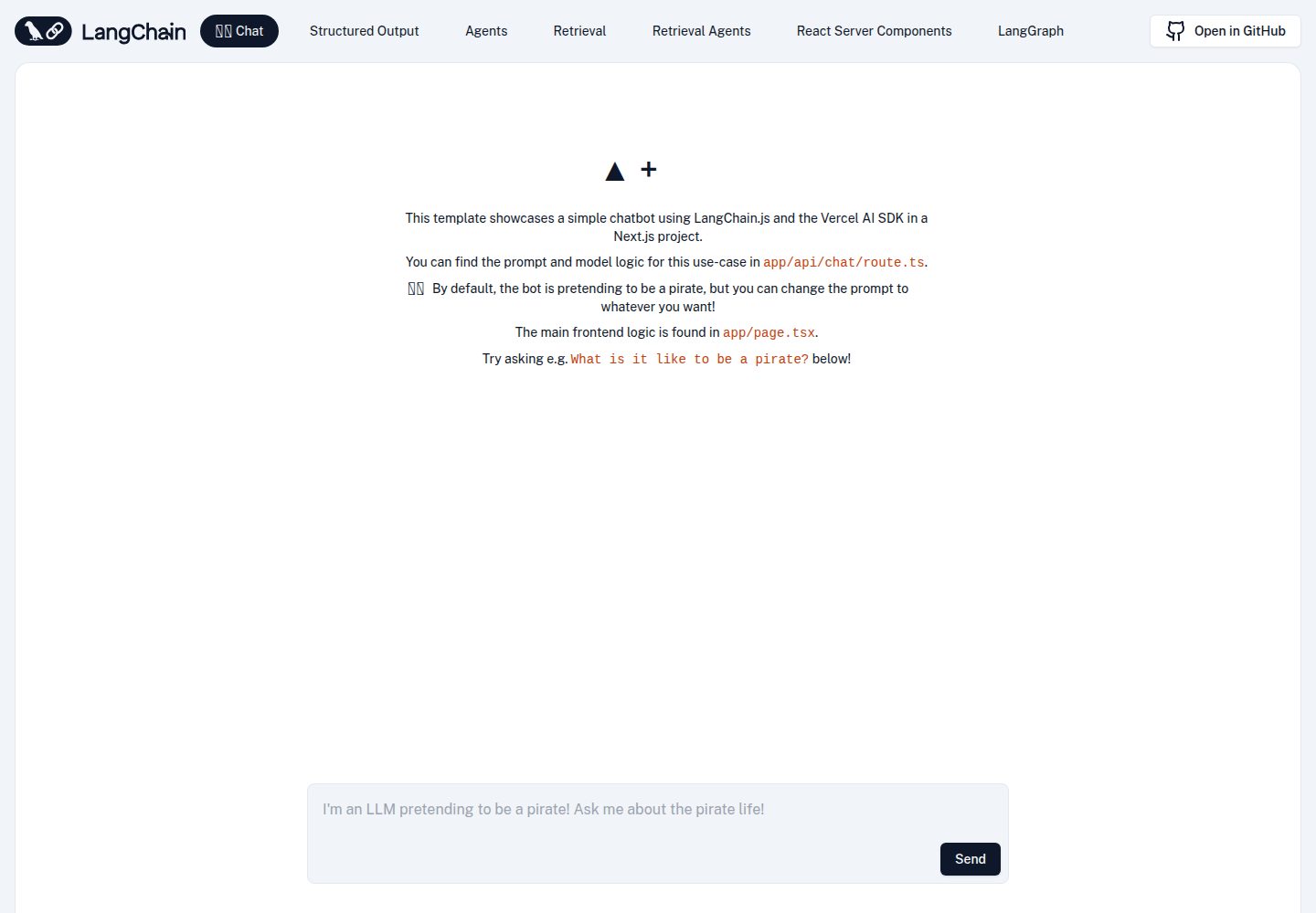 langchain-nextjs-template 网站模板截图