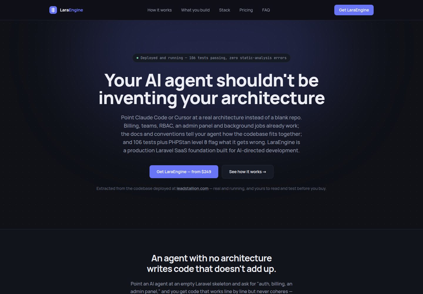 laraengine-lite · Desktop homepage
