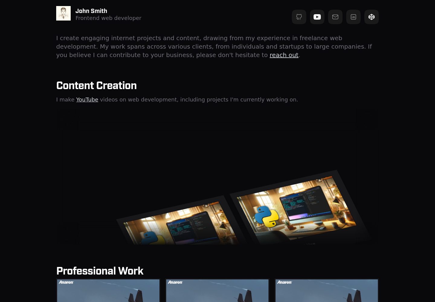 shadowstack-portfolio 网站模板截图