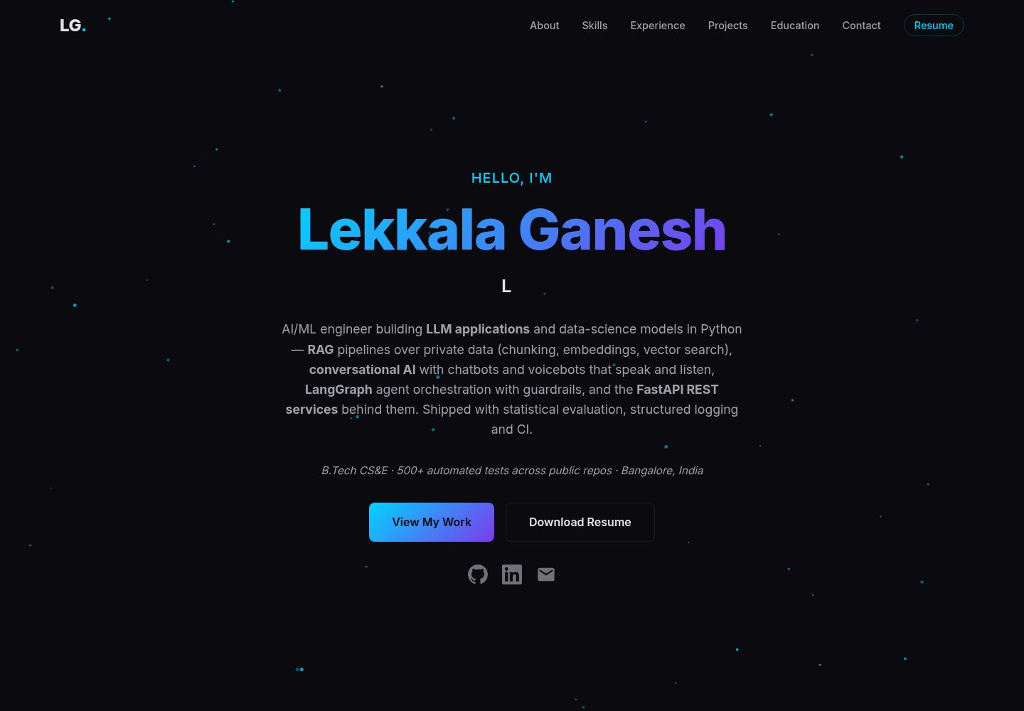 lekkalaganesh-Portfolio 网站模板截图