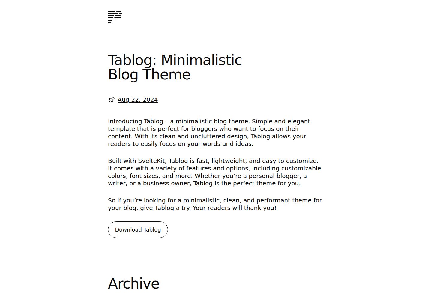 tablog-svelte 网站模板截图