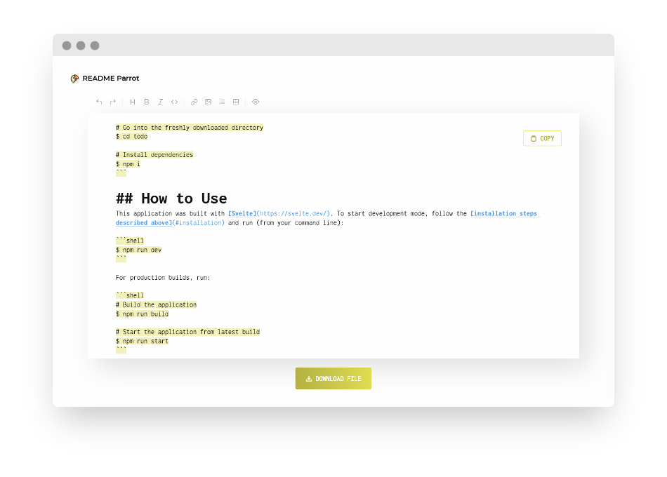 readme-parrot 网站模板截图