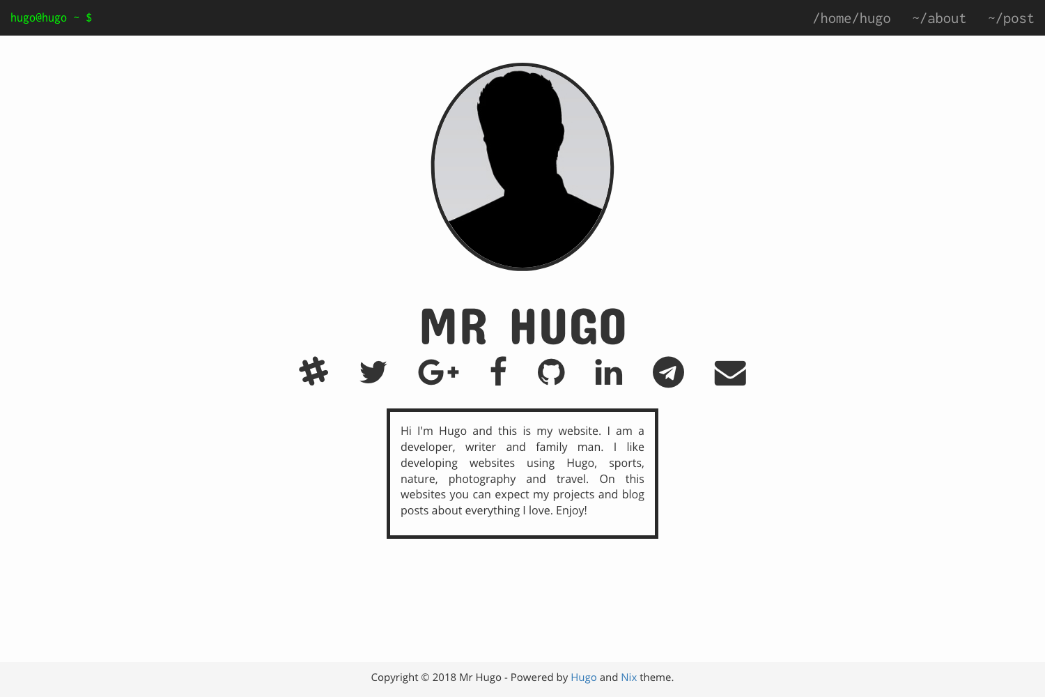 hugo-theme-nix 网站模板截图