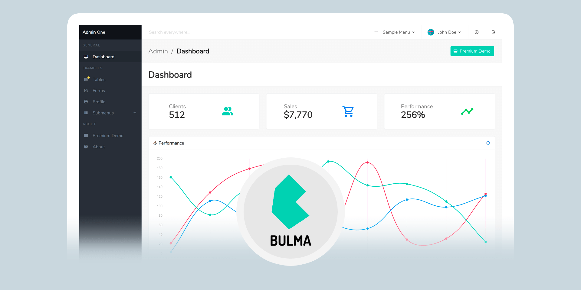 bulma-adm-dashboard 网站模板截图