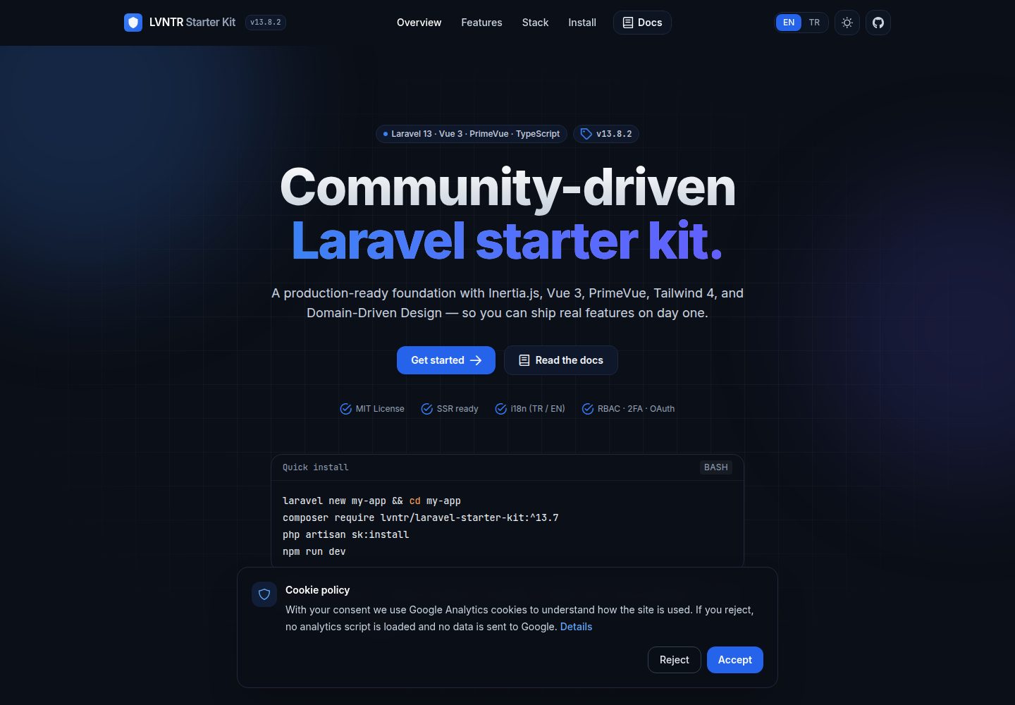 laravel-starter-kit 网站模板截图