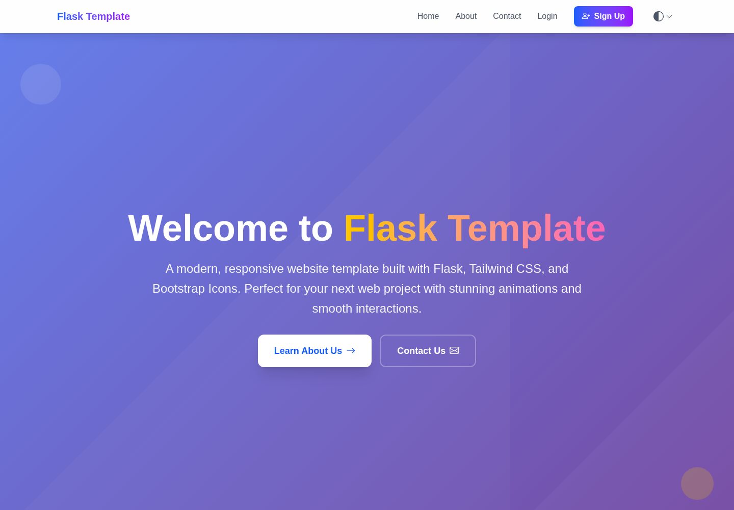 flask-website-template · Desktop homepage