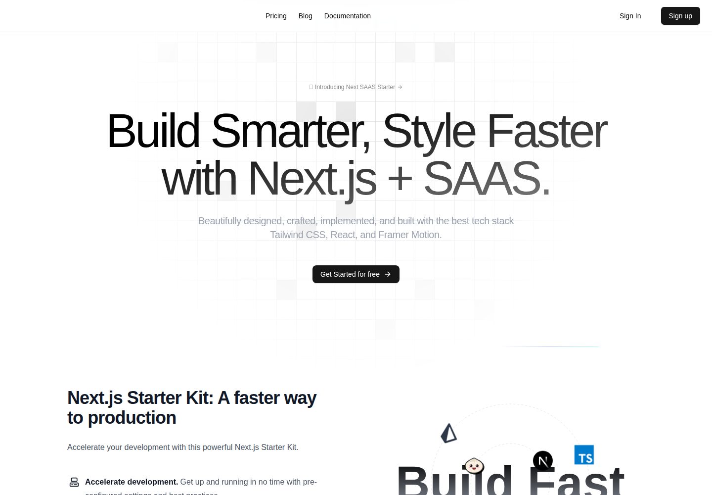 Nextjs-saas-starter 网站模板截图