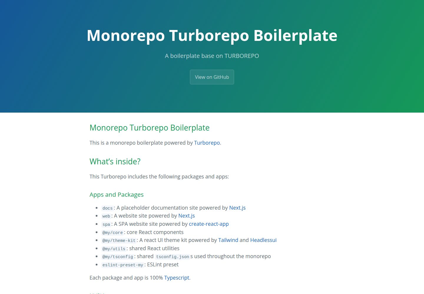 turborepo-boilerplate 网站模板截图