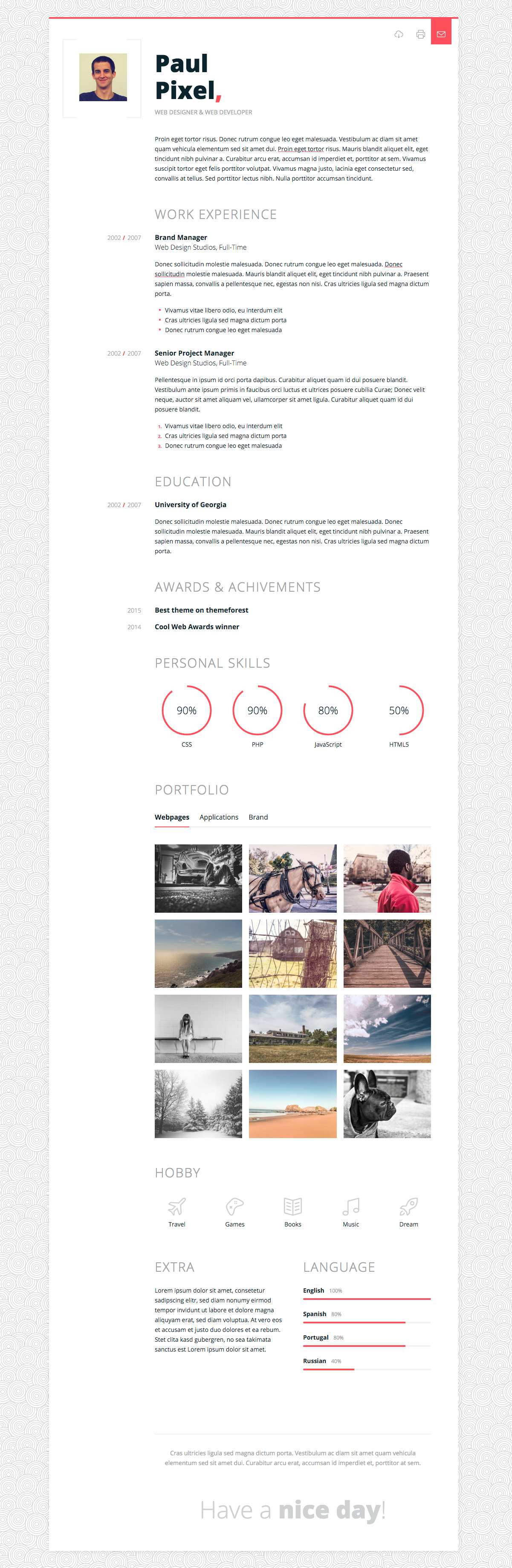 free-resume-theme 网站模板截图