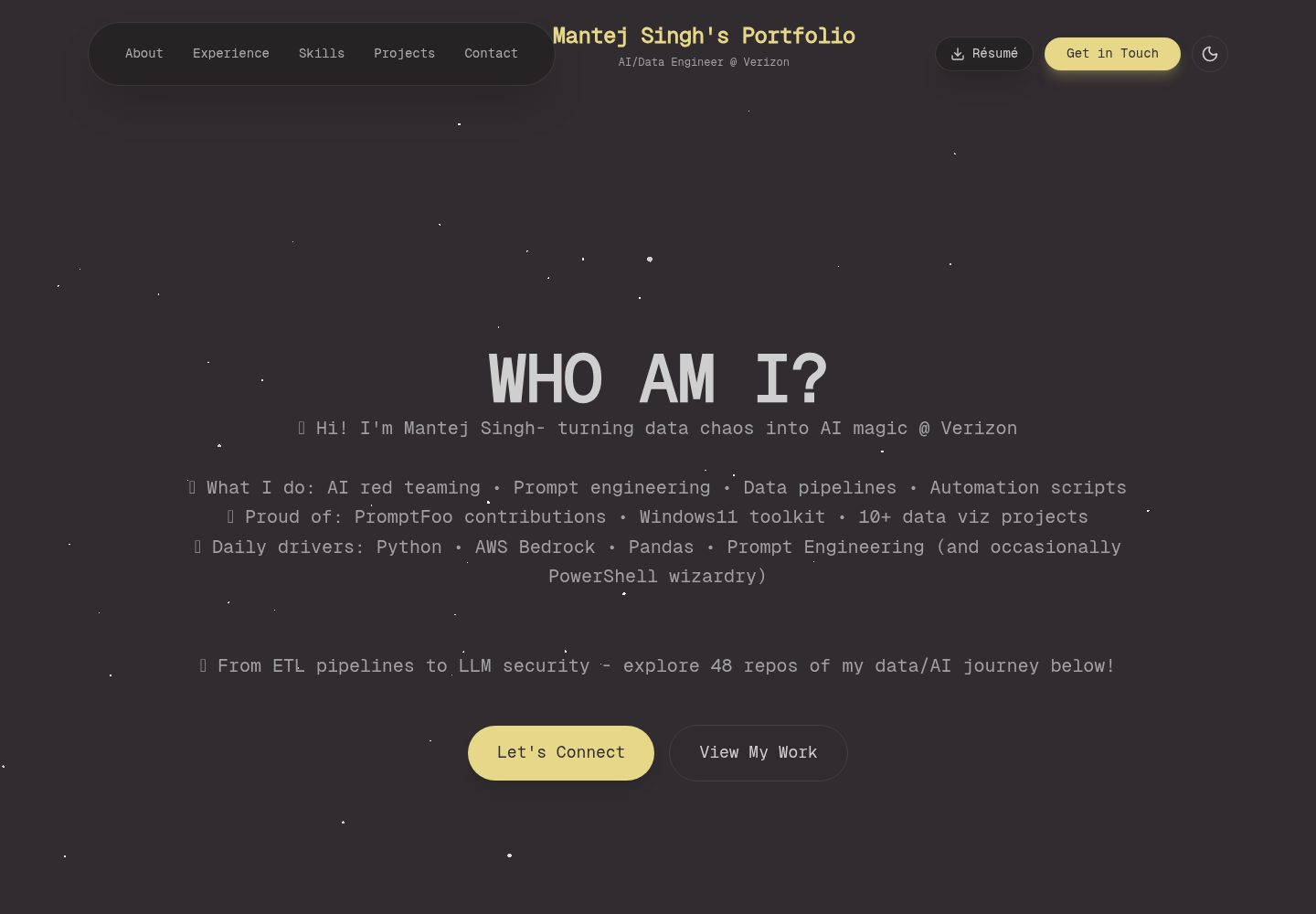 modern-portfolio-react · Desktop homepage