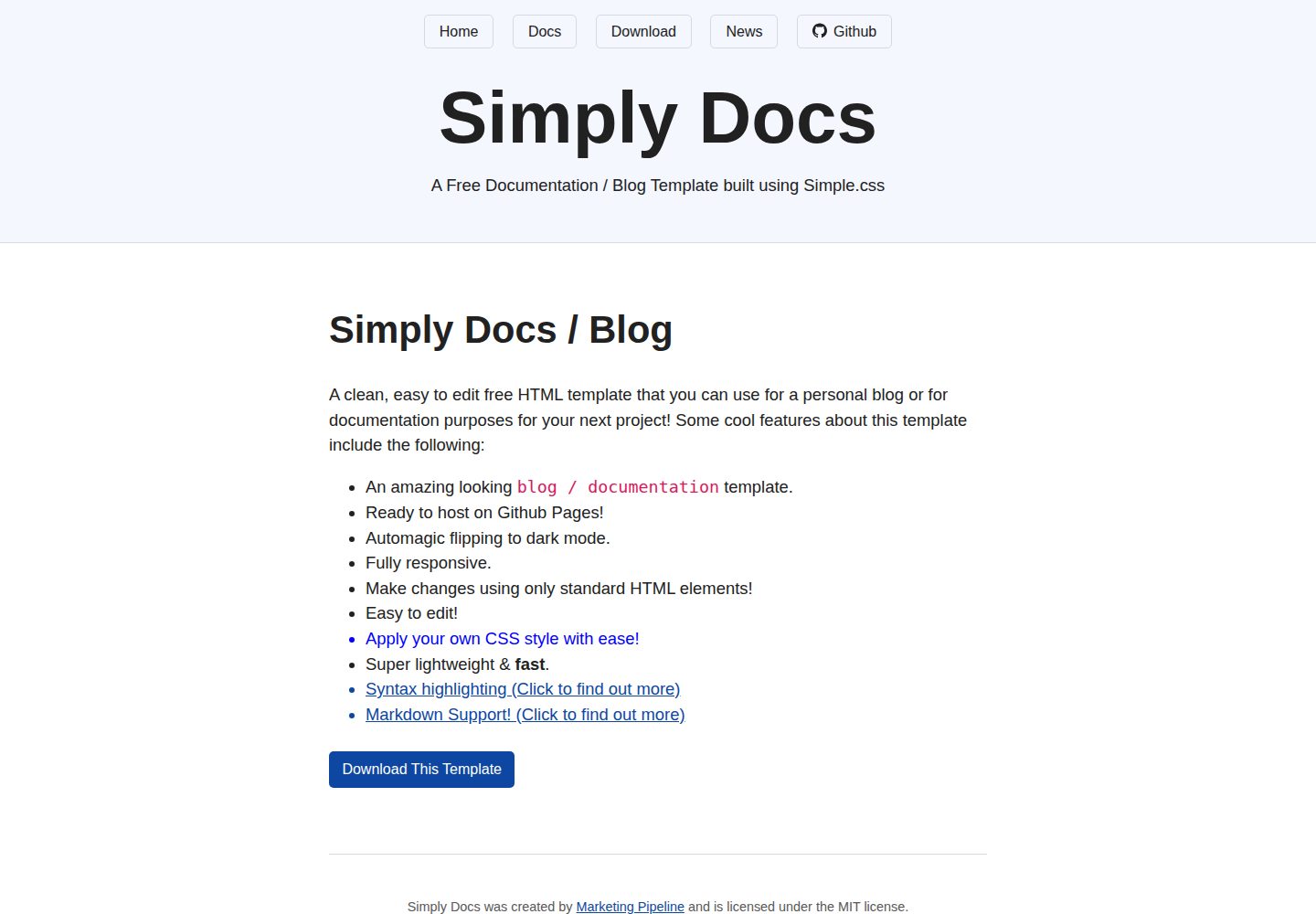 Simply-Docs 网站模板截图