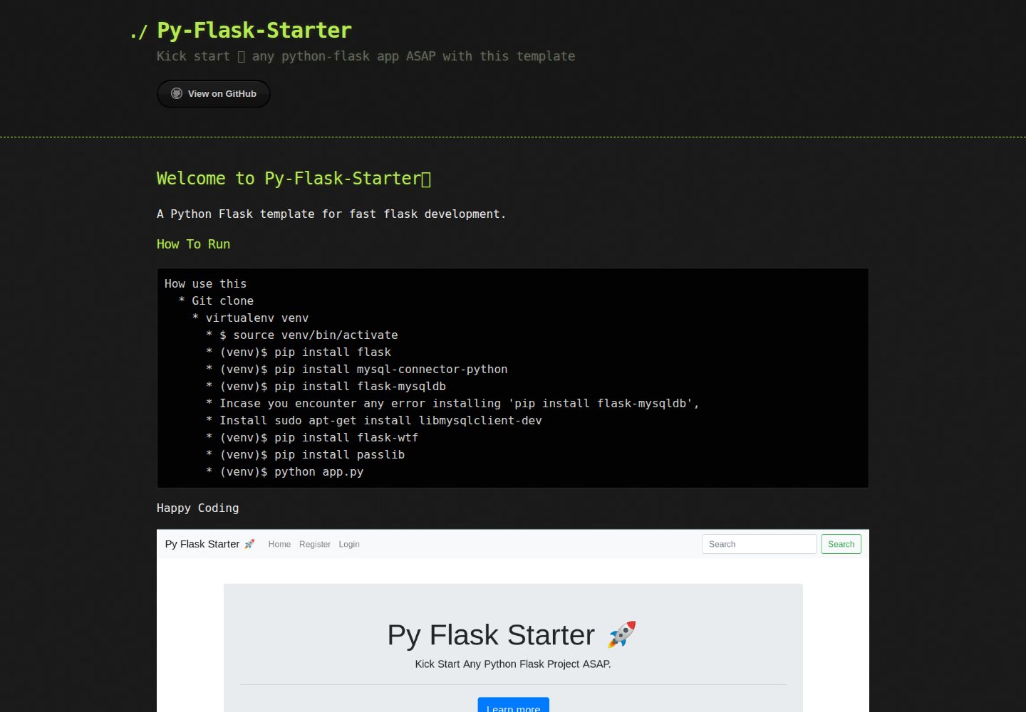 Py-Flask-Starter 网站模板截图