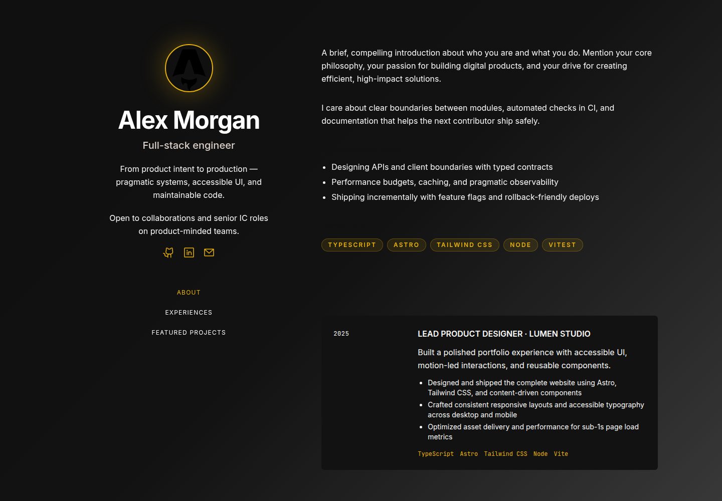 projects-portfolio-template 网站模板截图