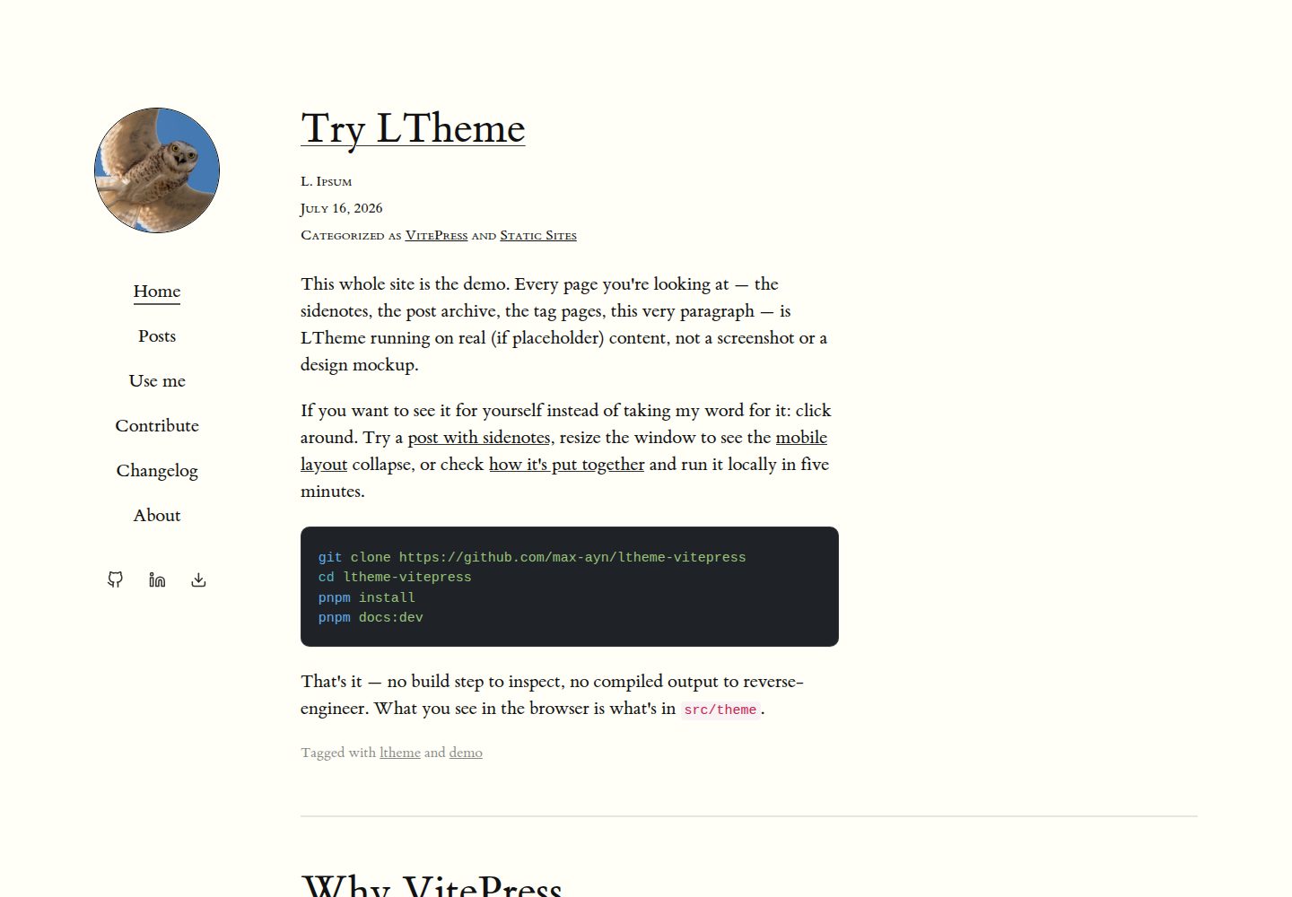 ltheme-vitepress 网站模板截图
