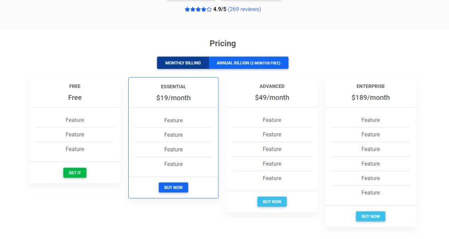 bootstrap-5-pricing-template 网站模板截图