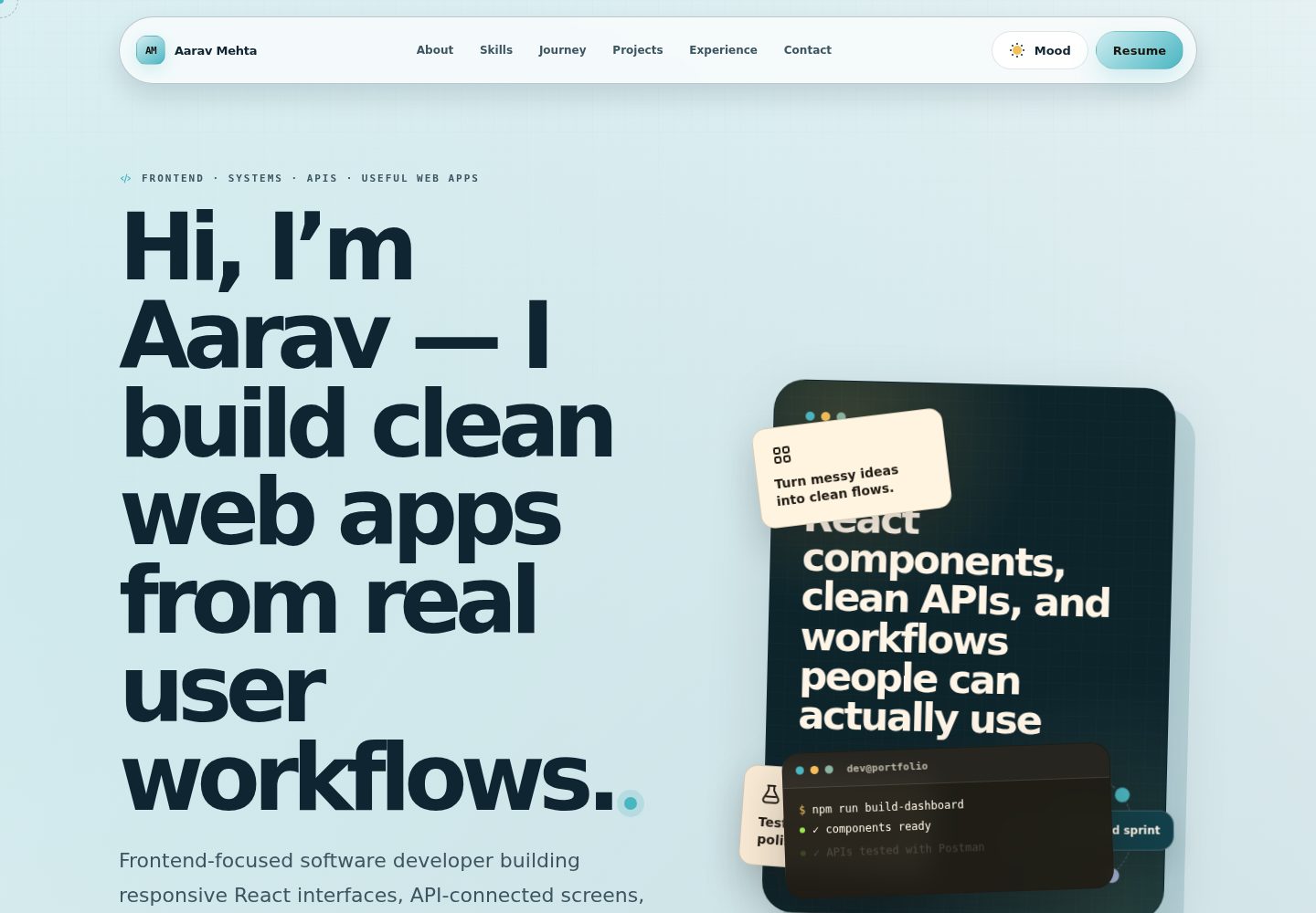 developer-portfolio-template · Desktop homepage