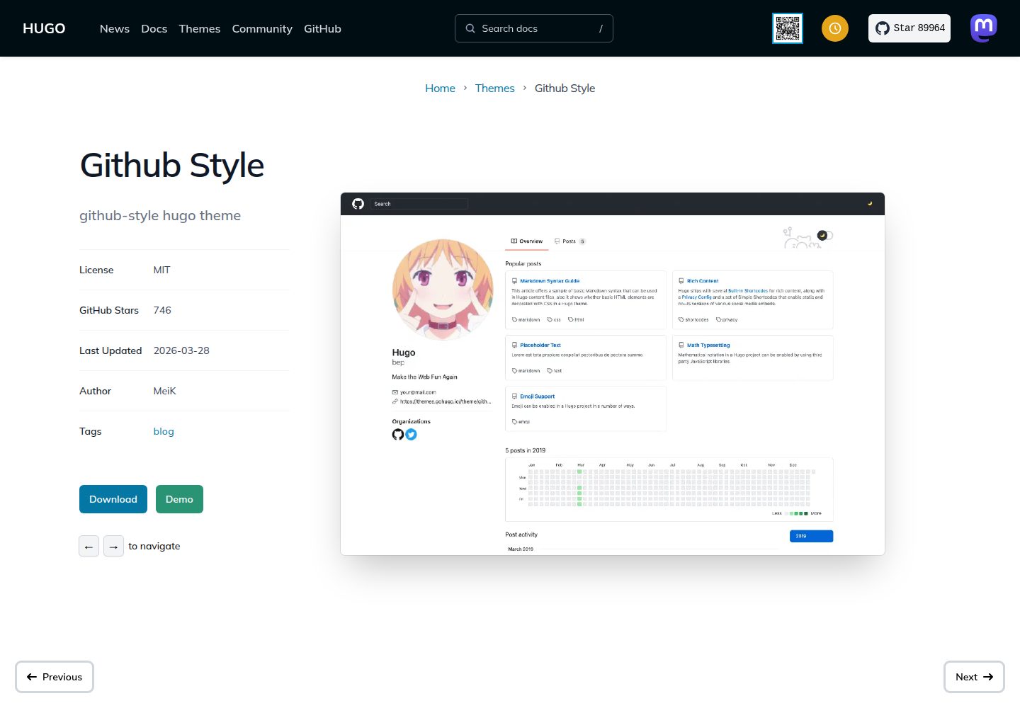 github-style 网站模板截图
