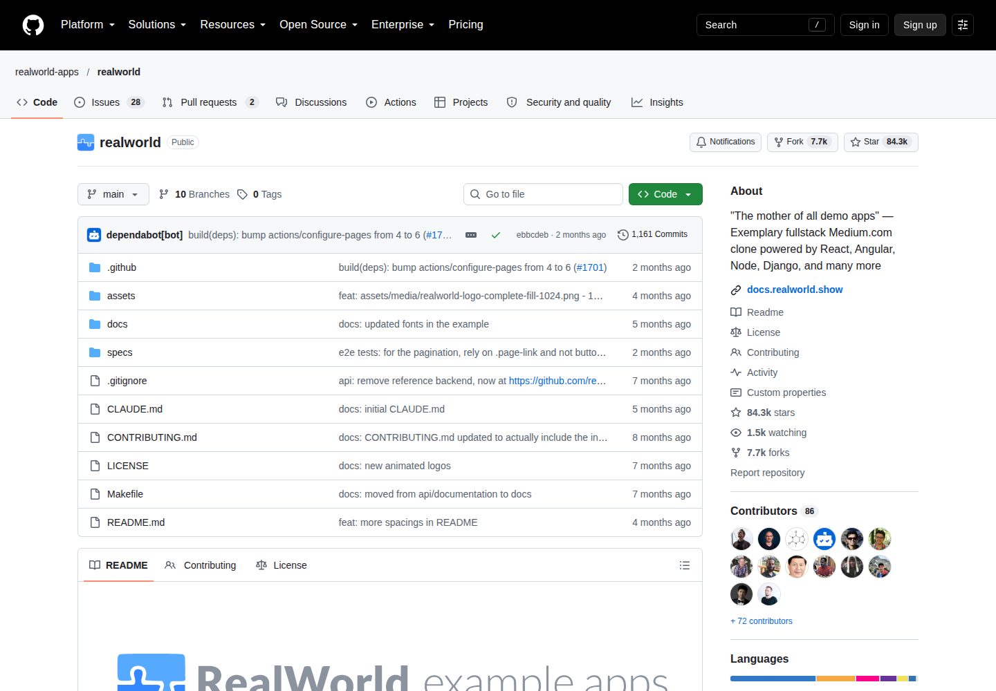 laravel-realworld-example-app 网站模板截图