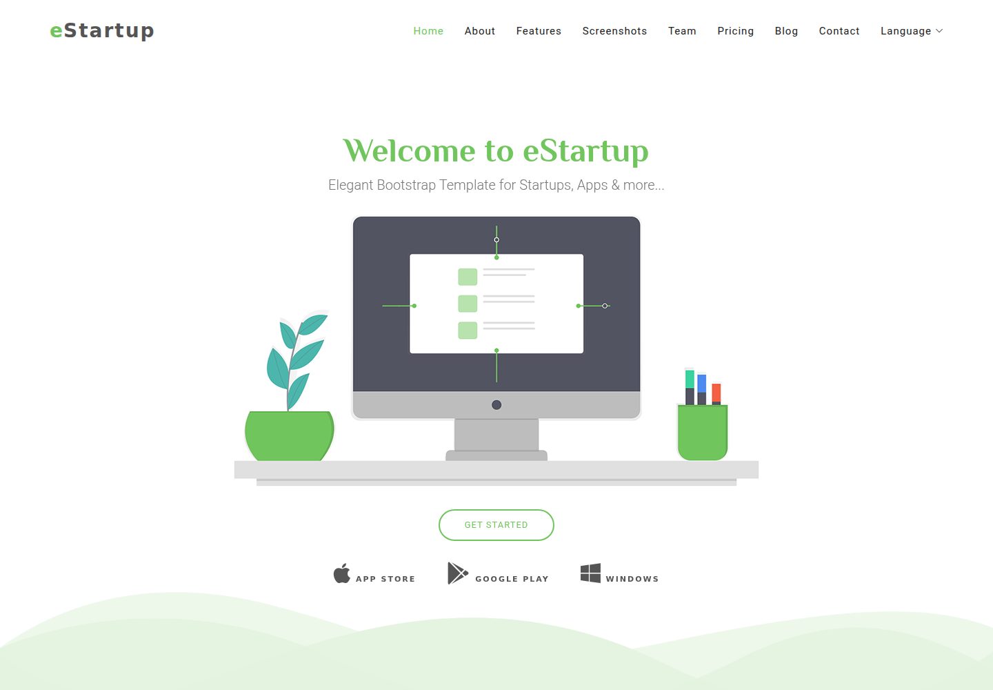 hugo-estartup-theme · Desktop homepage