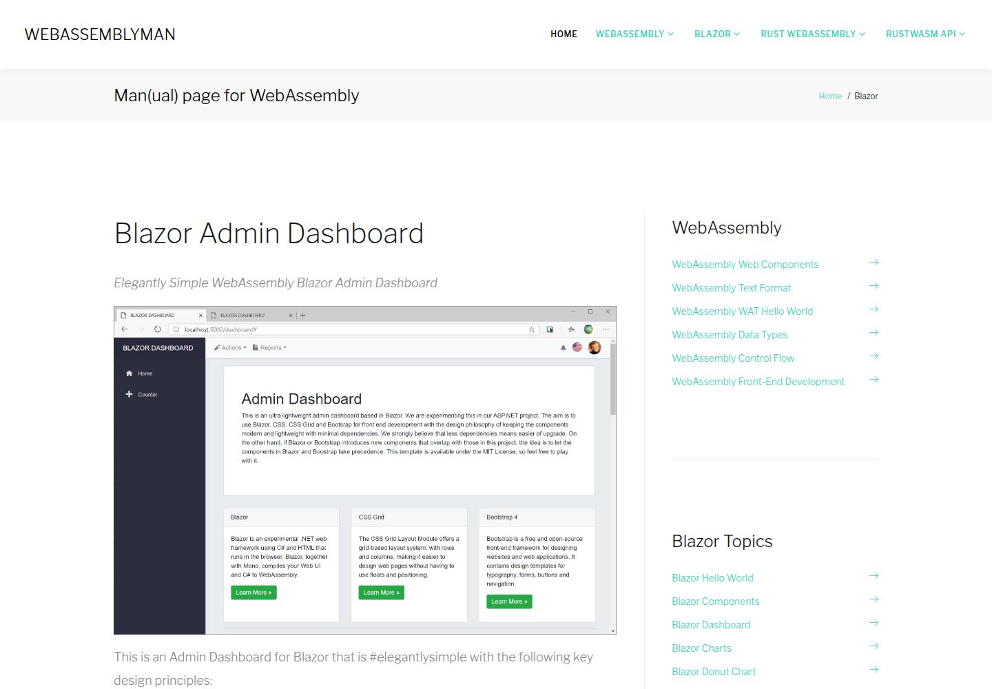 Blazor-Dashboard 网站模板截图