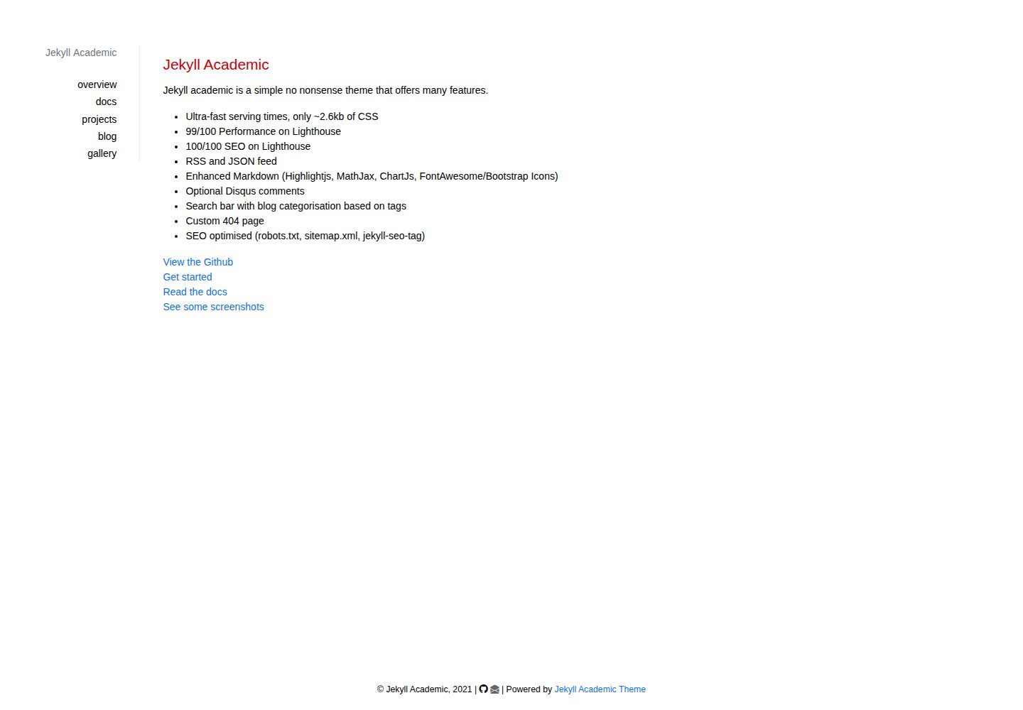 jekyll-academic 网站模板截图