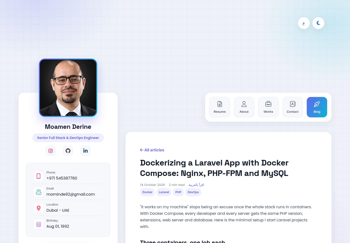 laravel-docker-starter · Desktop homepage