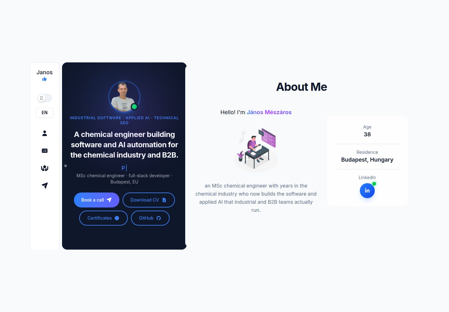 myDevPortfolio · 桌面端首页