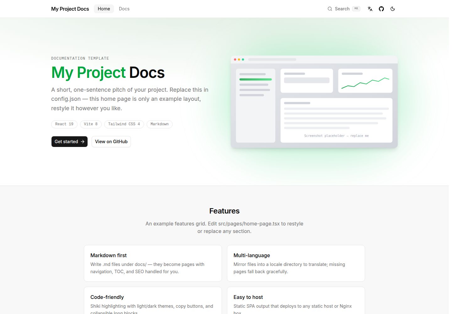 mosona-docs · Desktop homepage