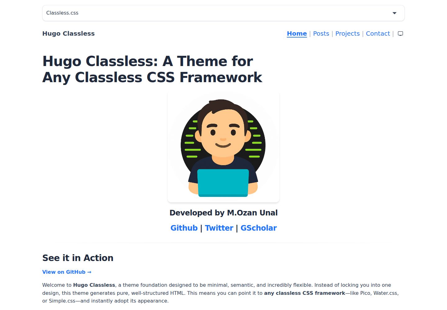 hugo-classless 网站模板截图