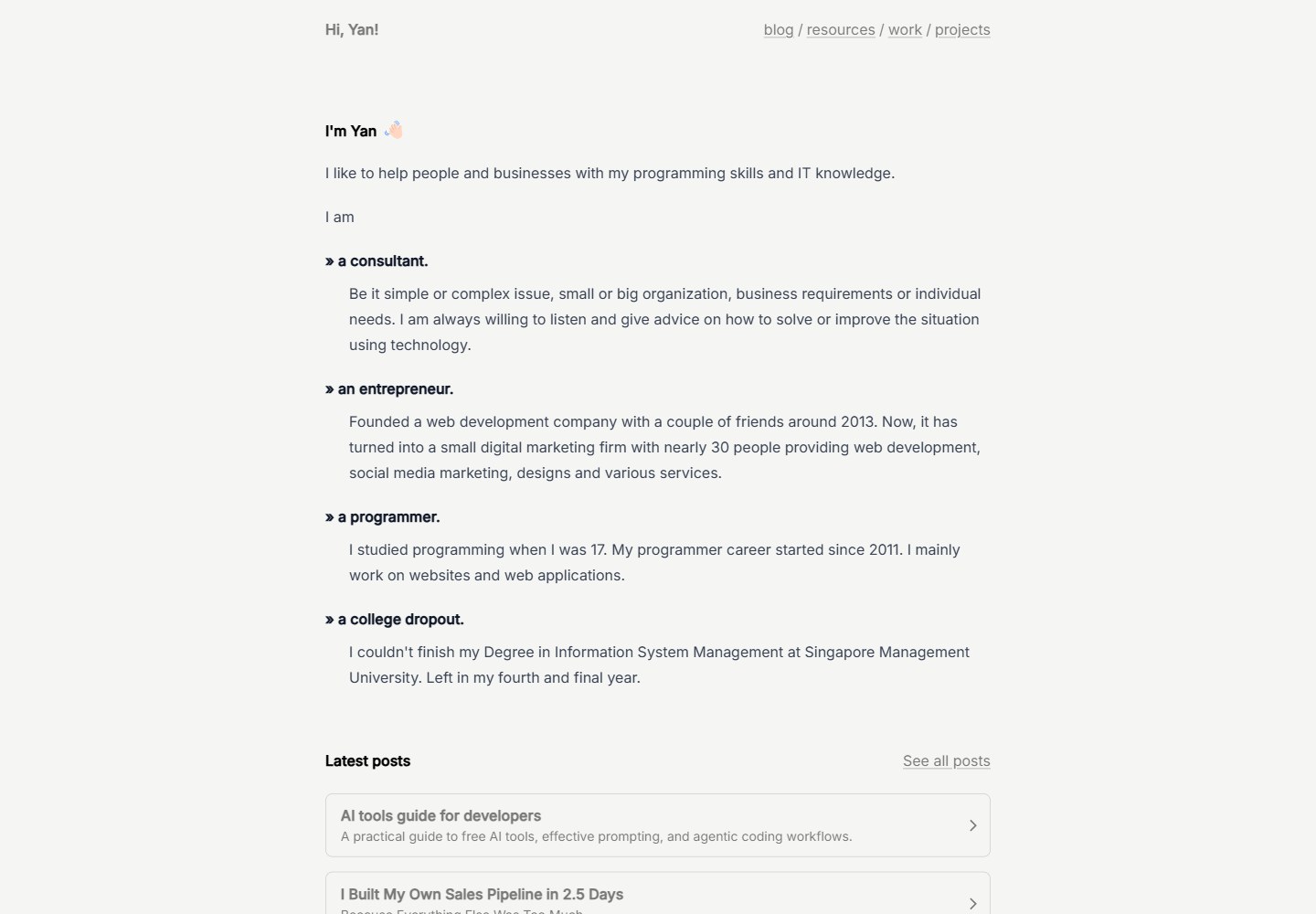 hiyanxyz · Desktop homepage