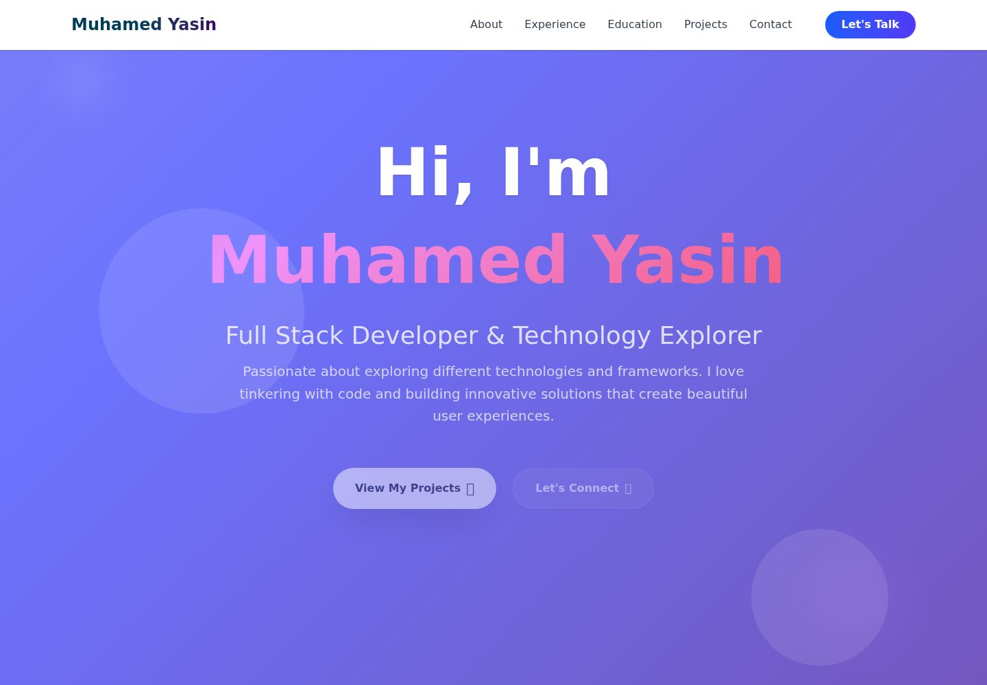 nextjs-animated-portfolio-template · Desktop homepage