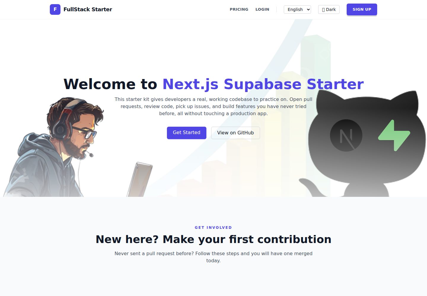 nextjs-supabase-starter 网站模板截图