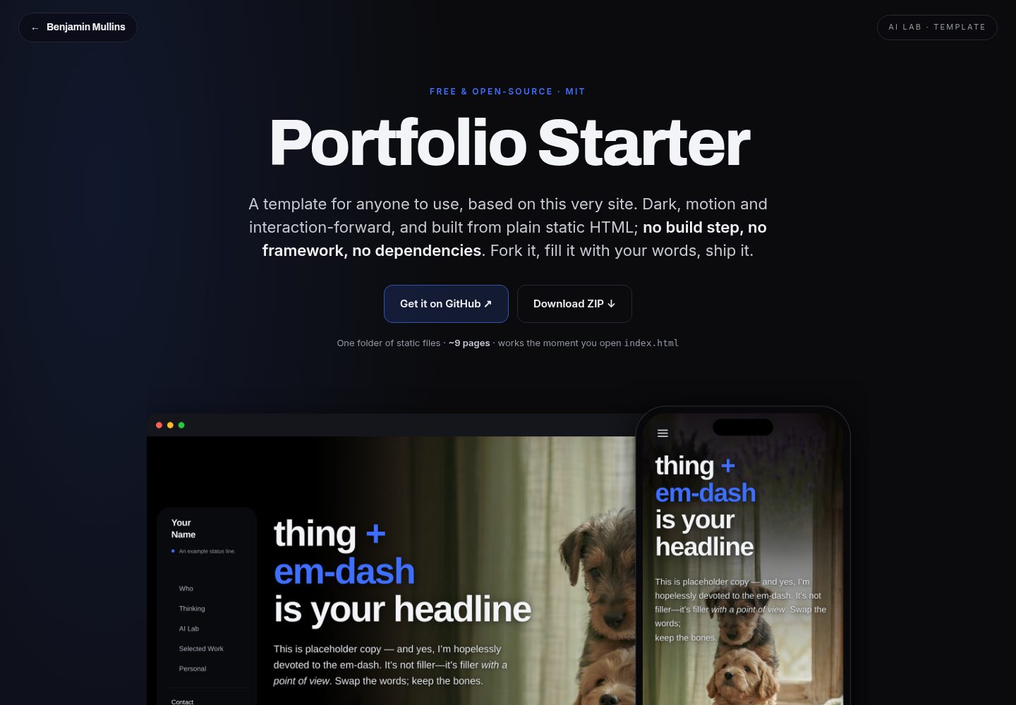 Portfolio-Starter 网站模板截图