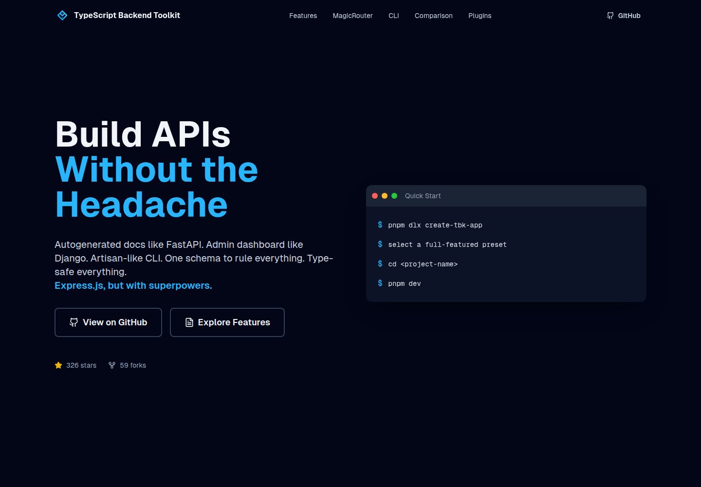 typescript-backend-toolkit 网站模板截图