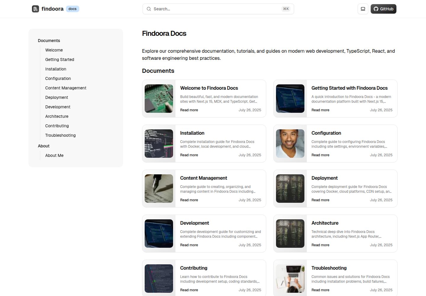 findoora-docs · Desktop homepage