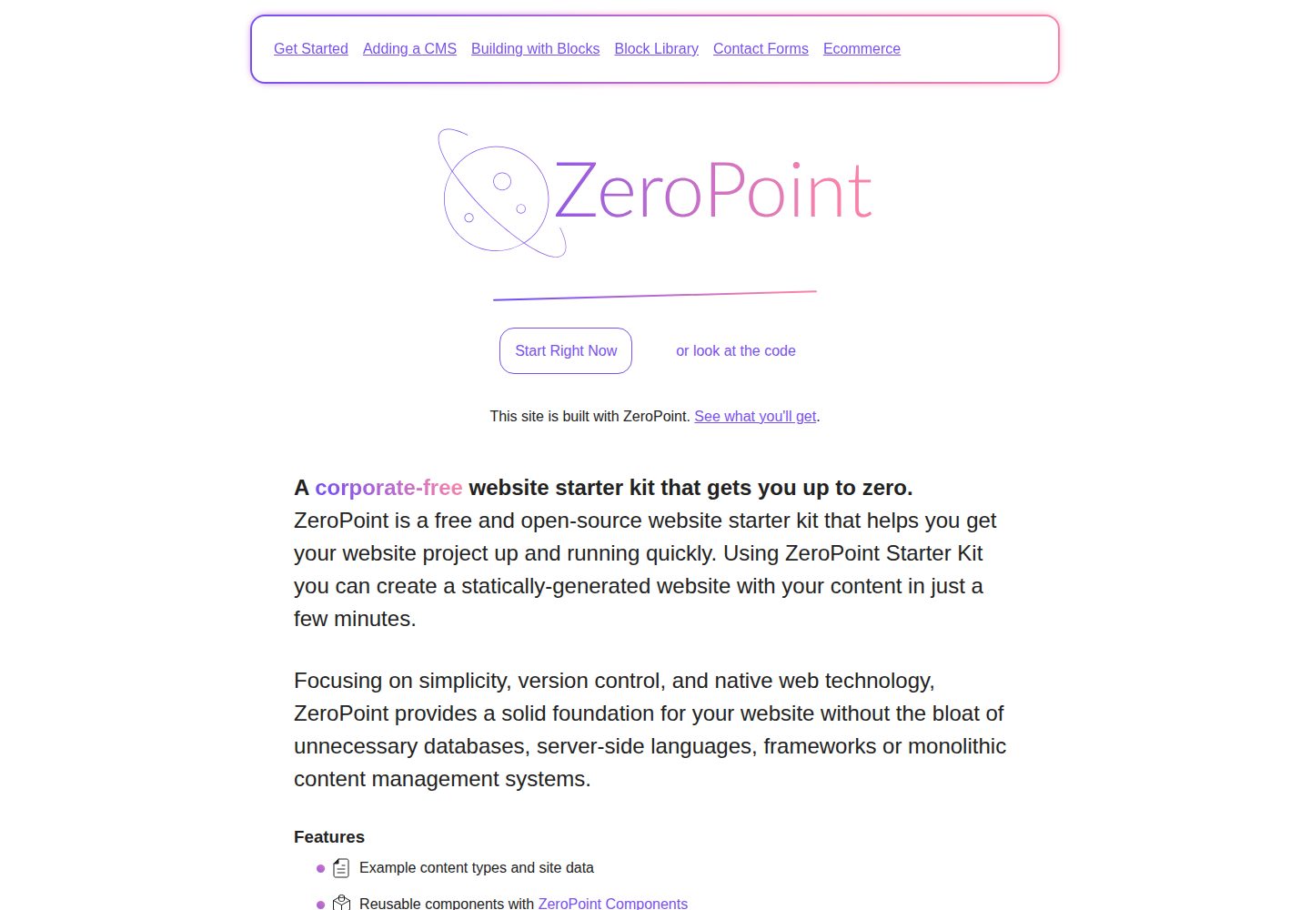 getzeropoint.com 网站模板截图